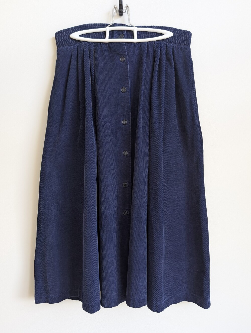 Tabi Dark Navy Blue Button Front Corduroy Long Midi Maxi Skirt 14